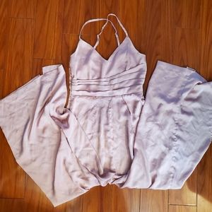 Shein light pink satin cami jumpsuit